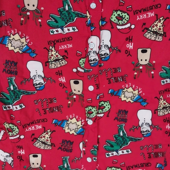 Free Plant Christmas Holiday Shirt Size 5 Boys Red Jingle Bells Toys Button Down - Picture 3 of 4